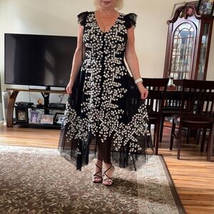 BCBGMaxAzria Black and White High Low Dress